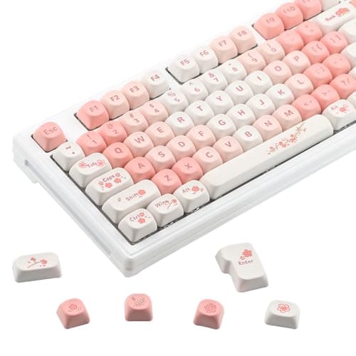 MOA Keycap-PBT Keycaps, Cute Sakura Pink Keycaps, 5 Side Dye Sublimation Keycap, 134 Keys Custom Keycaps Set for Cherry Gateron MX Switches, Compatible with Aula F99 F75 60 65 75 100 Percent Keyboard - Image 1