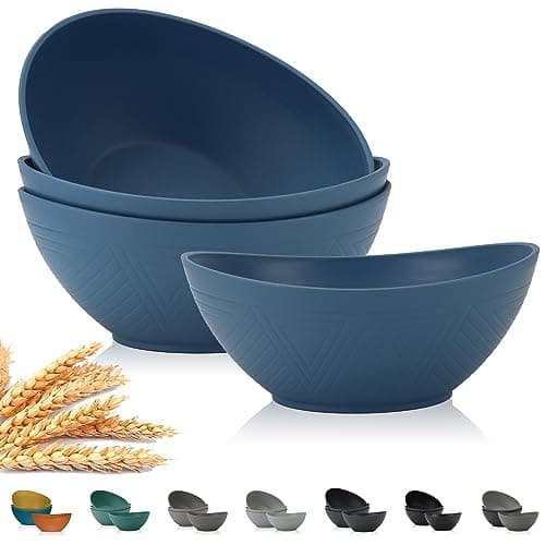 PYRMONT Serving Bowls,Plastic Bowl,65 Oz Salad Bowls,Big Bowl for Soup of 4,Salad,Pasta,Cereal,Stackable for Easy Storage Microwave & Dishwasher Safe (Blue) - Image 1