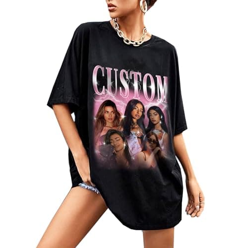Custom T Shirts Bootleg Rap Tee Shirt Graphic Tees for Boyfriend/Girlfriend,Vintage Graphic Shirt Gift Idea Birthday (Black) - Image 1