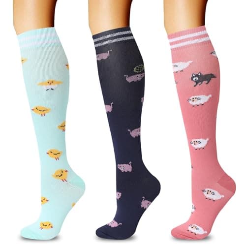 20-30mmHg Graduated Compression Socks for Men & Women – 3 Pairs, Calf Length, Medical Grade Circulation Support for Running, Travel, Nurse, Pregnancy – L/XL (Fits Calf 14-19") - Image 1