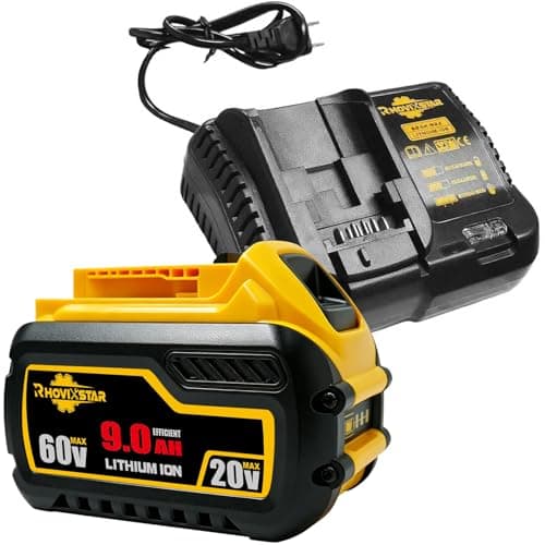 Rhovixster Battery Replacement for Dewalt Flexvolt - 9Ah 20V/60V Max Battery DCB606 DCB609 DCB612, Compatible with Dewalt Charger & 20V/60V Power Tools, Dual Voltage Battery + Charger Included - Image 1