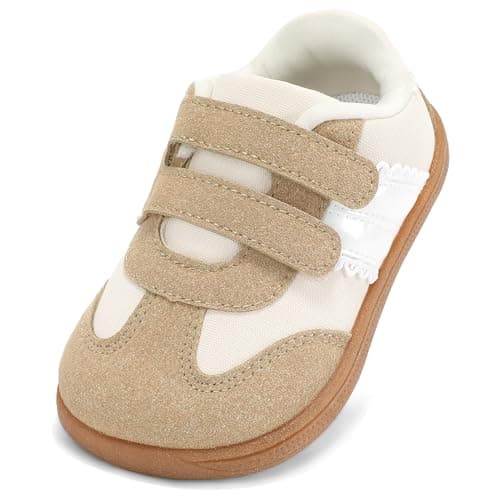 STEP QUEEN Toddler Girl Shoes Wide Toe Box Non Slip Zero Drop First Walking Shoe Outdoor Comfort Lightweight Beige Brown Toddler 8 - Image 1
