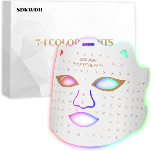 SDKWDH Red Light Mask for Face, 7-1 Colors Facial Care Mask, 850nm Infrared & Red Light Masks, Ergonomic Design for Home & Travel, White - Image 1