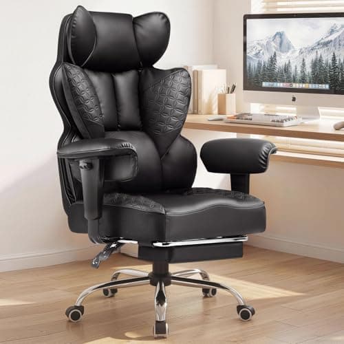 COMHOMA Big and Tall Office Chair Heavy Duty Gaming Chair with Deluxe Embossing Leather High Back Wider Ergonomic Computer Chair with Foot Rest 150°Reclining Pocket Spring Lumbar Support - Image 1