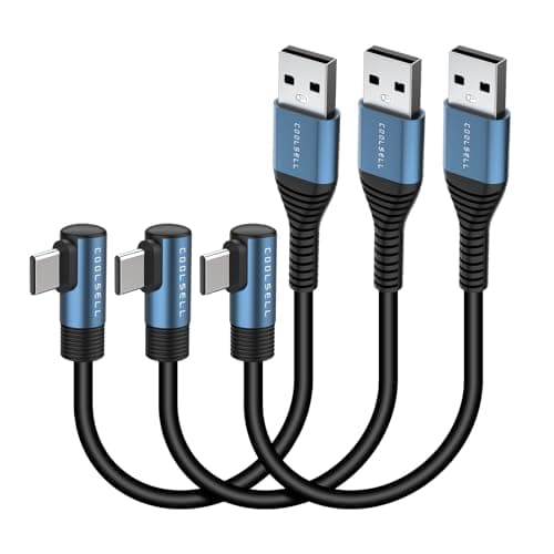 COOLSELL Short USB A to USB C Cable Right Angle 1.5ft, Soft Silicone 60W Fast Charging Cord Type-C Compatible with iPhone 17/16 Samsung Galaxy S23/S22 Google Pixel, iPad for Power Bank/Car/Travel - Image 1