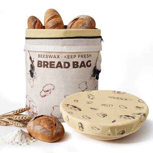 YARRAMATE Organic Beeswax Bread Bag & Bowl Cover Set, Reusable & Freezer Safe Bakery Essentials for Loaf Storage and Sourdough Proofing (17x13, 12 Inch) - Image 1