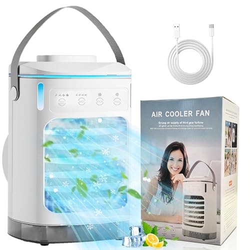 Portable Air Conditioners, 2026 Upgraded Personal Air Conditioner with 2 Mist & 2 Icebox, 3 Speeds & 2-8H Timer, 7 Color Light & 900ml Large Tank, Evaporative Air Cooler AC Cold Fan for Bedroom Office - Image 1