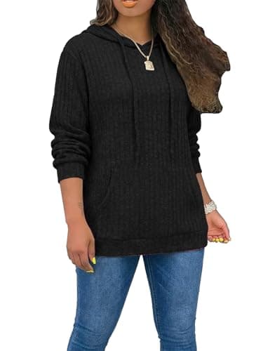 STOLKISS Women Casual Hoodies Long Sleeve Solid Lightweight Fall Pullover Tops Solid Velvet Loose Sweatshirts with Pockets - Image 1
