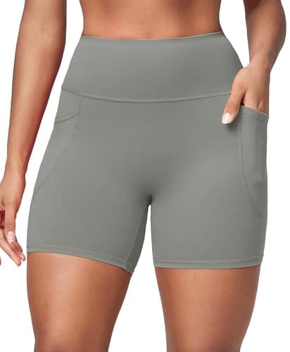 BRXL Gym Shorts Women with Pockets No Front Seam High Waist Compression Running Spandex Shorts Exercise Sports Grey XX-Large - Image 1