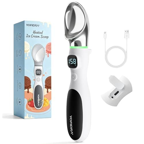 Yofidra Heated Ice Cream Scoop 4000 mAh, Ergonomic Design with Physical On/Off Switch, LED Battery Indicator & Screen Display, IP67 Waterproof for Easy Clean, Stand Design for Hygienic (Panda Color) - Image 1