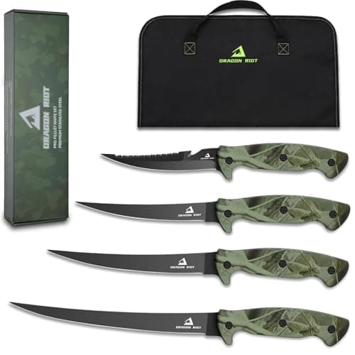 DRAGON RIOT Fish Fillet Boning Knife Set for Meat Cutting, Ultra-Sharp German Stainless-Steel Fishing Knife, Fresh or Saltwater, with A Durable Storage Bag and A Sharpenning Tool - Image 1