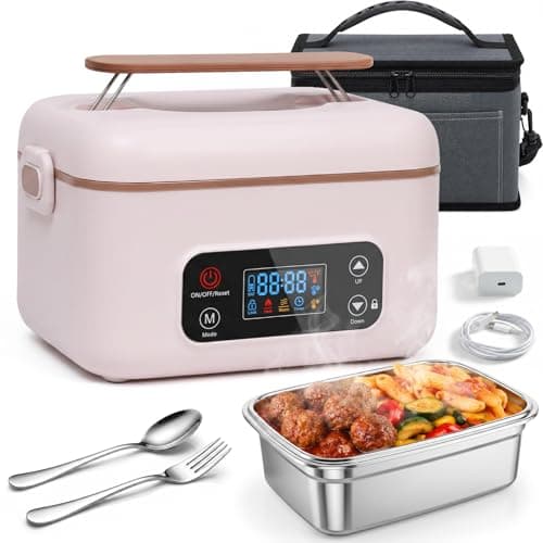 MISS BIG Heated Lunch Box for Adults, Electric Lunch Box for Men, White - Image 1