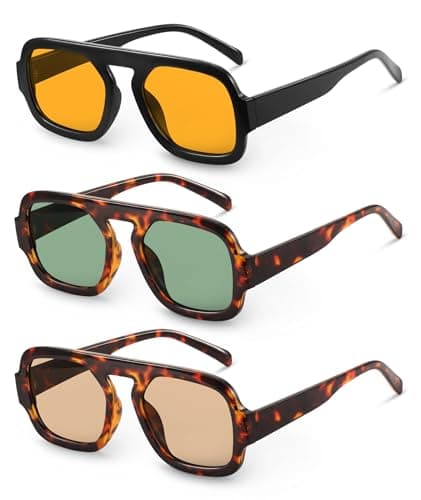 YDAOWKN Retro Square Aviator Sunglasses for Women Men Trendy Flat Top Sun Glasses UV Protection Vintage Shades - Image 1