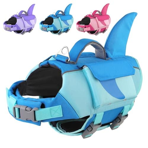Dogcheer Shark Dog Life Jacket, High Buoyancy Dog Life Vest with Removable Foam Panels, Rescue Handle & Reflective Stripes, Dog Swimming Vest for Swim-Loving, Beginner, Senior & Weak Dogs, Blue XS - Image 1