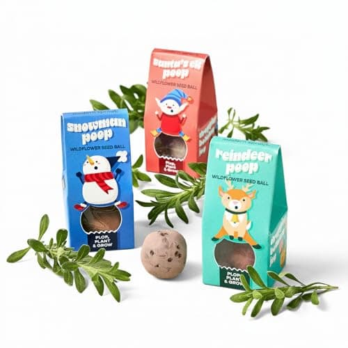 Modern Sprout Wildflower Seed Ball Poop - Eco-Friendly Gift - Non-GMO Hand-Rolled Clay Seed Bombs with Wildflower Seeds - Plop Plant & Grow Gardening Gift Set for All Occasions (Jingle Plop-Pack of 3) - Image 1