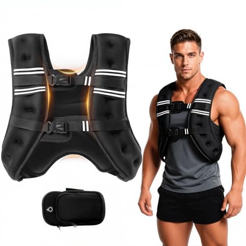 Weighted Vest, Adjustable Body Weight Vest with Reflective Stripe, 8/12/16/20lb for Men Women, Running Vest Woman for Strength Training, Workout, Jogging, Walking, Fitness Equipment, Gym, Muscle Building, Weight Loss, Weightlifting - Image 1