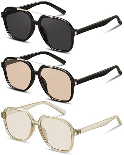 YMRFW Retro Aviator Sunglasses for Women Men Square Trendy 70s Vintage style Shades UV Protection - Image 1