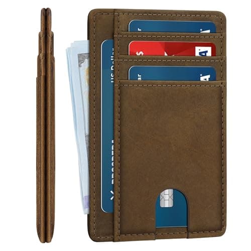 furid Slim Genuine Leather Wallet: Minimalist RFID Small Card Wallet for Men with ID Window - Front Pocket Comfortable Fit - 0.11-inch Ultra Thin Credit Card Holder for Men's Gift - Image 1