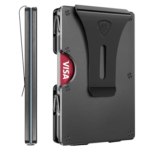RUNBOX Minimalist Wallet for Men - Slim RFID Blocking Metal Card Holder with Money Clip, Ultra-Thin Front Pocket Design Holds Up to 15 Cards, Gifts for Men(Matte Black) - Image 1
