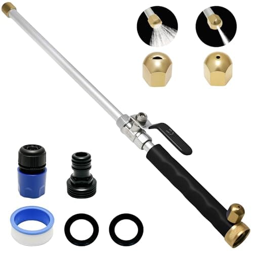 Jet Nozzle Power Washer for Garden Hose, Upgraded 2-In-1 High Pressure Wand With 2 Different Nozzles And Quick Connectors Hose Nozzle High Pressure Attachment for Patio Car Pet Window Washing (Black) - Image 1