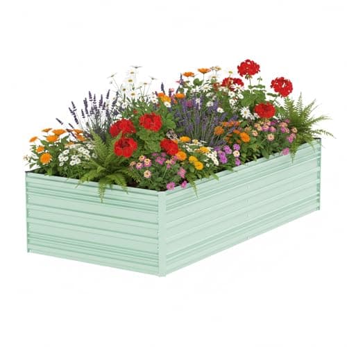 WORKPRO 7.5x4x2ft Outdoor Galvanized Raised Garden Bed, Rust-Resistant Planter Raised Beds for Vegetable, Flowers, Herbs, Light Green - Image 1