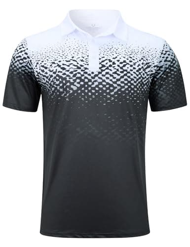 uideazone Mens Polo Shirt Slim Fit Athletic Quick Dry Golf Short Sleeve Outdoor Performance Golf Shirts Black White Tennis Top - Image 1