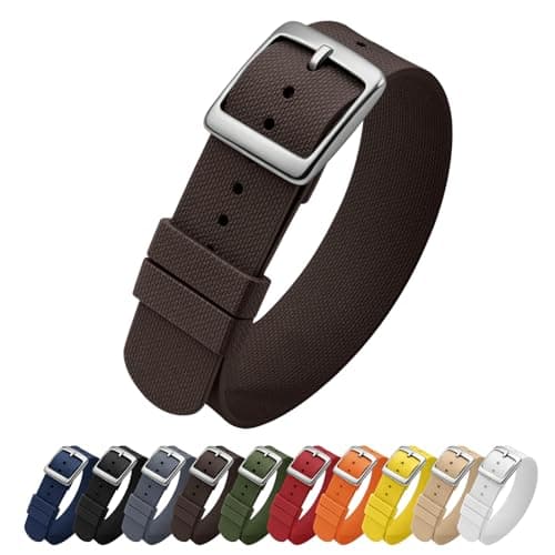 ULLCHRO Watch Strap FKM Rubber Watch Strap 20mm Waterproof Silicone Replacement Band 22mm, Soft Rubber for Man Watch Band (20mm, Brown) - Image 1