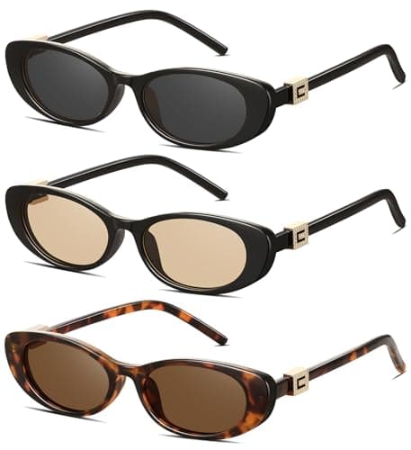 YMRFW Retro Oval Cat Eye Sunglasses for Women Trendy Narrow Small Oval Sun Glasses 90s Vintage Shades - Image 1