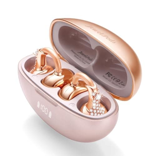 JewelPods C3 Wireless Bluetooth Earbuds, Jeweled Open-Ear Headphones, Pink - Image 1