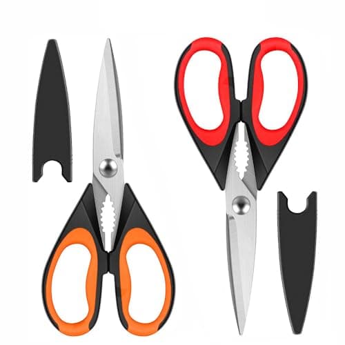 HFLYJPYW Kitchen Scissors All Purpose Heavy Duty, Kitchen Utensils Set, Stainless Steel Cooking Utensils Gadgets Meat Poultry Food Shears Dishwasher Safe Utility Tools Home (orange-red) - Image 1