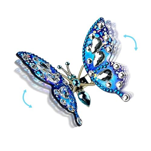Giguer Handmade Dancing Butterfly Hair Clip for Women, Girls & Kids, Laser Iridescent Rhinestone Barrette with Moving Wings, Multi-Use Accessories for Hat Bag Apparel Car Decor, with Gift Box - Image 1