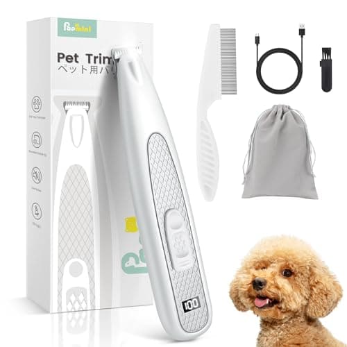 PAPMINI Dog Paw Trimmer with LED Light, Ultra-Low Noise Paw Trimmer for Dogs, Cordless Dog Clippers for Grooming with LED Display, Type-C Rechargeable Pet Clippers for Pads, Ears, Eyes, Face, Rump