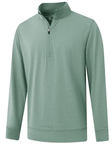 MICHEL ROUEN Mens Sweatshirts Quarter Zip Heather Athletic Dry Fit Mock Neck Long Sleeve Half Zip Pullover for Men - Image 1