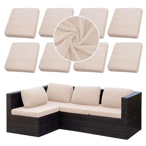 SUKAIKEQA Outdoor Cushion Covers Set,8PCS Waterproof Patio Furniture Couch Seat Slipcovers, Replacement for Sofa Sectional Chair(Cover,Only) - Image 1