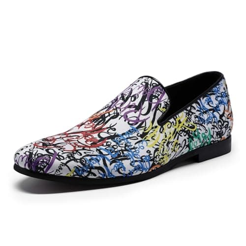 AUSTIN MILL Mens Dress Shoes Slip-on Classic Suede Loafers Printed Wedding Party Shoe - Image 1