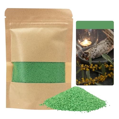 Monivi Scented Candle Sand with Wicks 1.1lb Green Pearled Candle Beads Sand Candles with Wicks St. Patrick's Day Decor 85 Burn Hours Refillable Candle Wax for DIY Candle Making(Scented Sage)