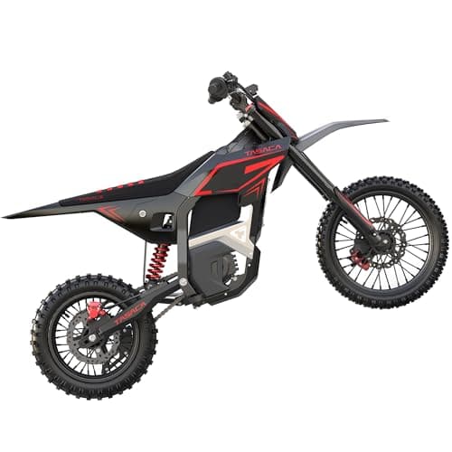 Tasaca V58 Electric Dirt Bike with 5500W Peak Motor, 55Mph Top Speed, 276Nm Max Torque, 5-Speed Modes, 52V 30Ah Battery with BMS, 14" / 12" Off-Road Ebike for Teens T500 Black