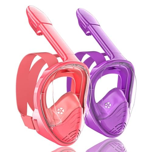 QingSong Kids Snorkel Mask Full Face, Snorkeling Set with Camera Mount, 180 Degree Panoramic View Snorkeling Gear Anti-Fog Anti-Leak - Image 1