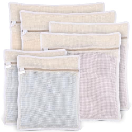 Dntorx 6Pcs Durable Cotton Mesh Laundry Bags for Delicates, 12×16in+16*20in+20*24in Breathable Laundry Mesh Wash Bags with Sturdy Zipper for Delicates, Clothes, Pants, Underwear, Bra, Socks (M+L+XL) - Image 1