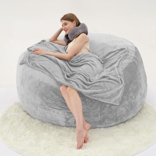 Cecilia magic box Bean Bag Chair 3ft, Large Bean Bag with Memory Foam Filler, BeanBag with Ultra Soft Faux Fur Fabric Washable, Lazy Sofa for Gameroom Living Room Bedroom Office, Grey - Image 1