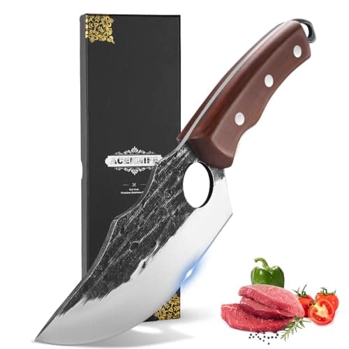 ACEKNIFE 6" Viking Knife for Meat Cutting, Hand Forged Boning Knife, German Steel and Ergonomic Wood Handle, with Sheath for Kitchen and Outdoor - Image 1