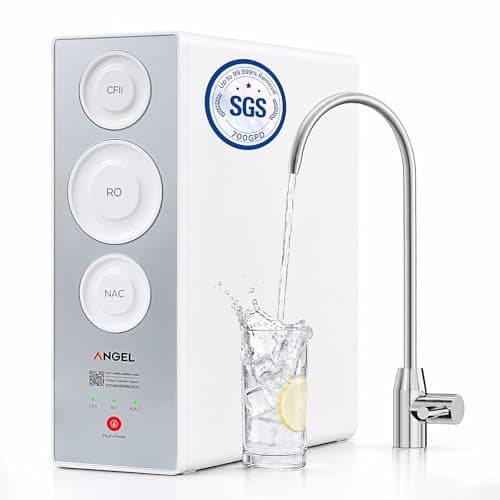 ANGEL X2 Tankless Reverse Osmosis Water Filter System, 700GPD, Removes 99% PFAS, Tested to NSF/ANSI 58, 42 & 372 Standards, 2.5:1 Pure to Drain, Reduce Chlorine, TDS, Under Sink RO System with Faucet