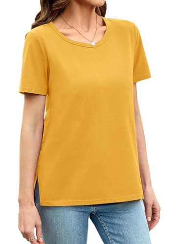 Herou Women's Tops Round Neck Short Sleeve Cute T Shirts Flowy Casual Teen Girls Tees Summer Ginger XX-Large - Image 1