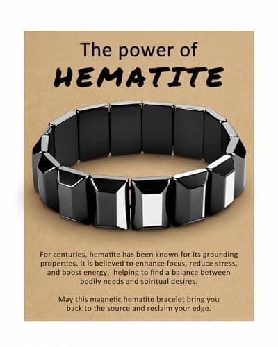 Trinckle Hematite Bracelet for Men Women, Easter Gifts Natural Magnetic Hematite Beads 7.2 Inch Pulseras Para Hombres Reclaim Your Energy and Confidence, Reduce Stress, Inspirational Jewelry for Men's Birthday - Image 1