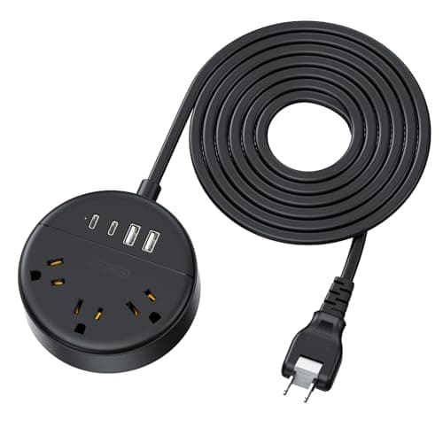 2 Prong Power Strip with 10ft Extension Cord, NTONPOWER 1875W/15A, 180° Rotating Plug, 2 Prong to 3 Prong Outlet Adapter, Wall Mountable, 3 AC Outlets & 2 USB A & 2 USB C, Ideal for Older House Office - Image 1