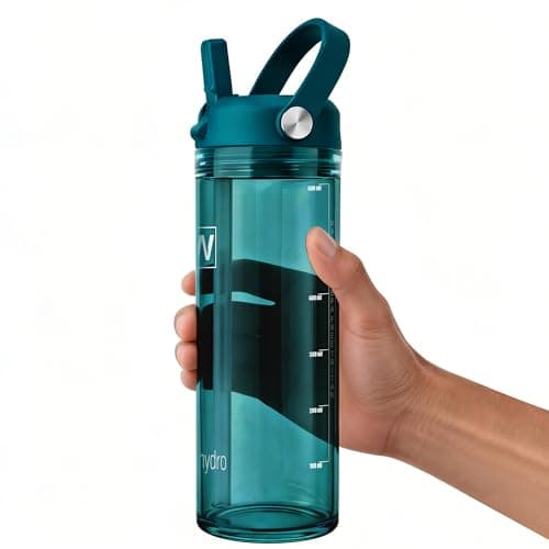 wawahydro 20oz Kids Water Bottle, BPA Free Thick Tritan Plastic Reusable, Clear Water Bottle with Straw, Leakproof Lid, Dishwasher Safe, Boy girl for School,Travel Turquoise Green - Image 1
