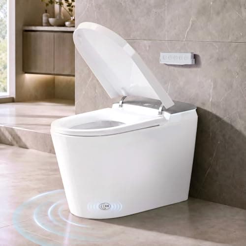 RekeSmt Smart Toilet Bidet with Built-in Tank and Pump, Auto Open Close Lid Smart Bidet Toilet, Foam Shield, Foot Sensor Operation, Auto Flush Elongated One Piece Electric Toilet RKS-X700 MAX - Image 1