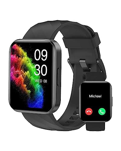 RUIMEN Smart Watches for Men Women (Answer/Make Calls) Compatible with iPhone/Android Phones, 1.85" HD Screen Fitness Tracker Heart Rate Monitor 100+ Sports Tracker Watch Waterproof (Black) - Image 1