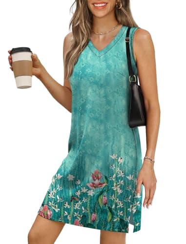 BKRIVE V-Neck Summer Casual Beach Dresses for Women 2026 Vacation Women's Sleeveless Sundress with Split - Image 1