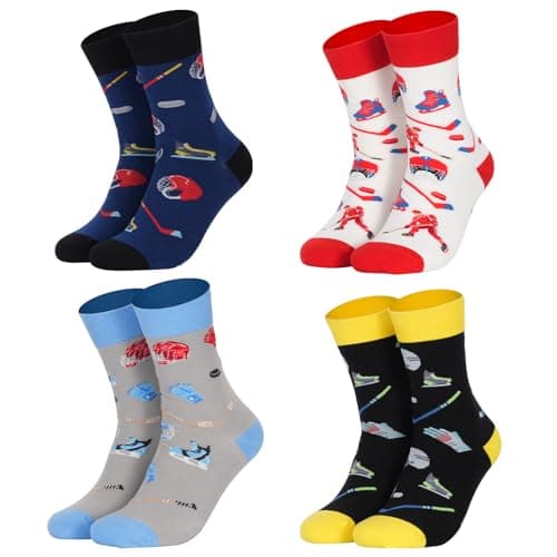 GOAUS Novelty Socks Hockey Socks 4 Pack, Funny Gifts for Teen Boys Men Teenagers - Image 1